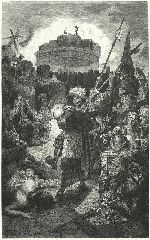 Alman Landsknechts Roma'yı yağmalıyor, 1527 by Hermann Vogel