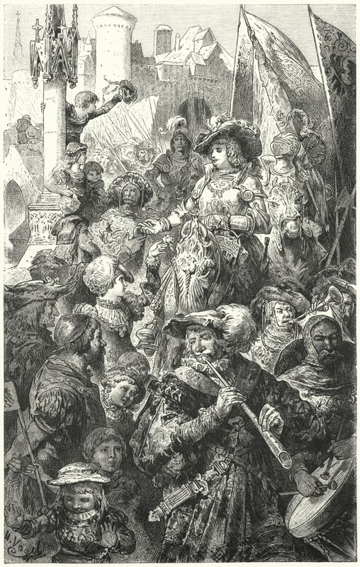 Savaşa hazırlanan Landsknechts alayı, 16. yüzyıl by Hermann Vogel