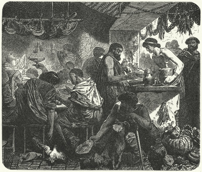 Antik Roma'da bir tavernada sahne by Hermann Vogel