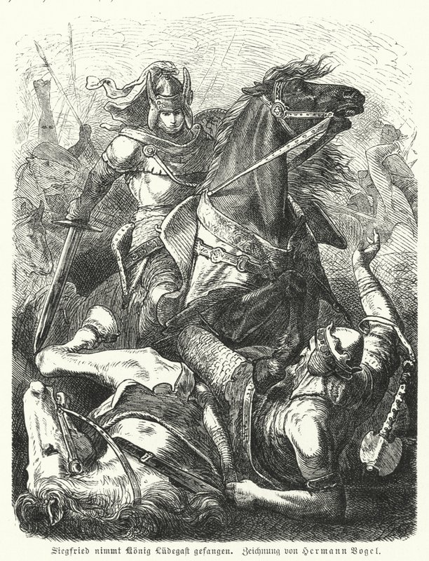 Siegfried, Kral Ludegast'ı ele geçirdi by Hermann Vogel
