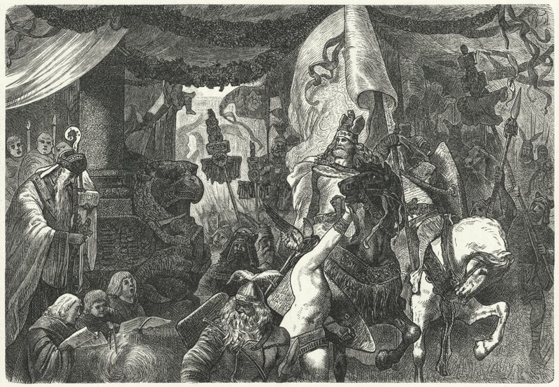Ostrogotların Kralı Büyük Theoderic, Roma'ya girerken by Hermann Vogel