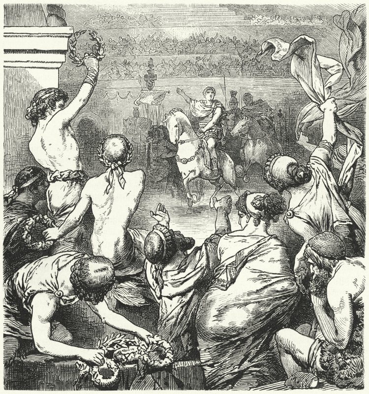 Titus Quinctius Flaminius, Yunan devletlerinin özgürlüğünü ilan ediyor, MÖ 196 by Hermann Vogel