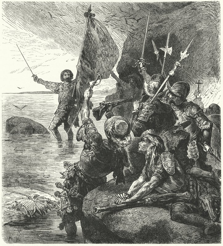 Vasco Nunez de Balboa, İspanya için Pasifik Okyanusu'nu talep ediyor, 1513 by Hermann Vogel