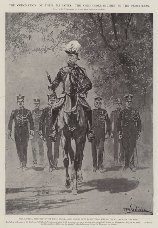 Majestelerinin taç giyme töreni, alaydaki Başkomutan by Hermanus Willem Koekkoek