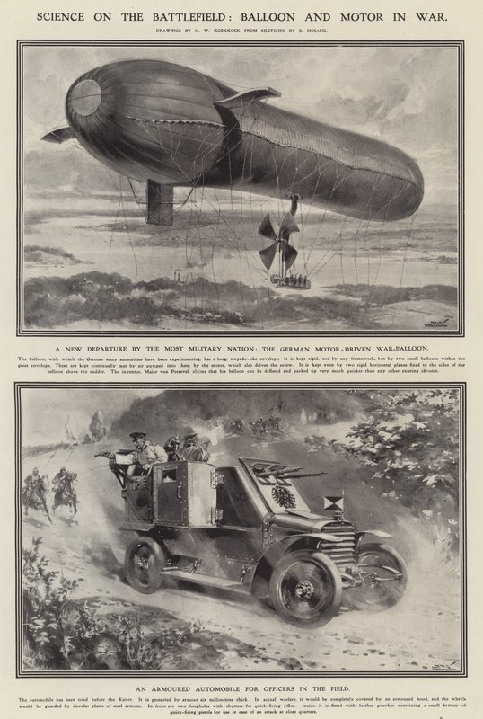 Savaş alanında bilim: savaşta balon ve motor (lito) by Hermanus Willem (after) Koekkoek