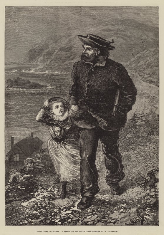 Eve Akşam Yemeğine Gitmek, Güney Sahilinde Bir Eskiz by Horace Petherick
