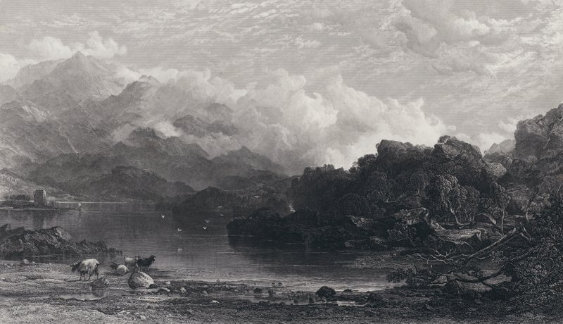 A Highland Loch, Mist resting on Mountains  by Horatio Macculloch