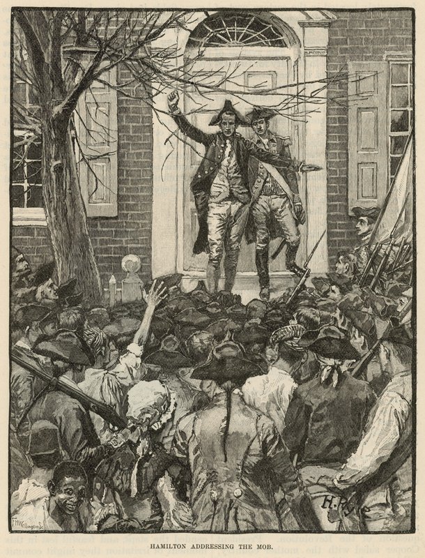 Hamilton kalabalığa hitap ediyor (gravür) by Howard (after) Pyle
