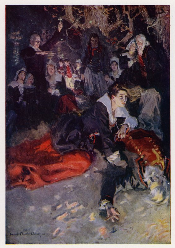 Henry Wadsworth Longfellow'un yazdığı Evangeline, A Tale of Arcadie için İllüstrasyon (renkli lito) by Howard Chandler (after) Christy