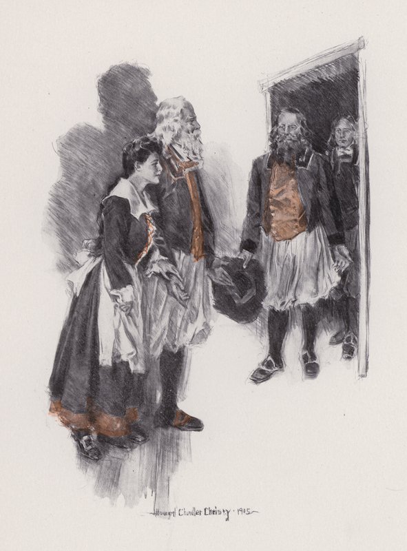 Henry Wadsworth Longfellow'un yazdığı Evangeline, A Tale of Arcadie için İllüstrasyon (taş taş) by Howard Chandler (after) Christy