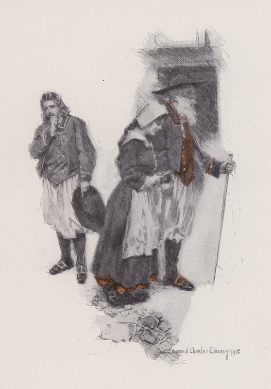 Henry Wadsworth Longfellow'un yazdığı Evangeline, A Tale of Arcadie için İllüstrasyon (taş taş) by Howard Chandler (after) Christy