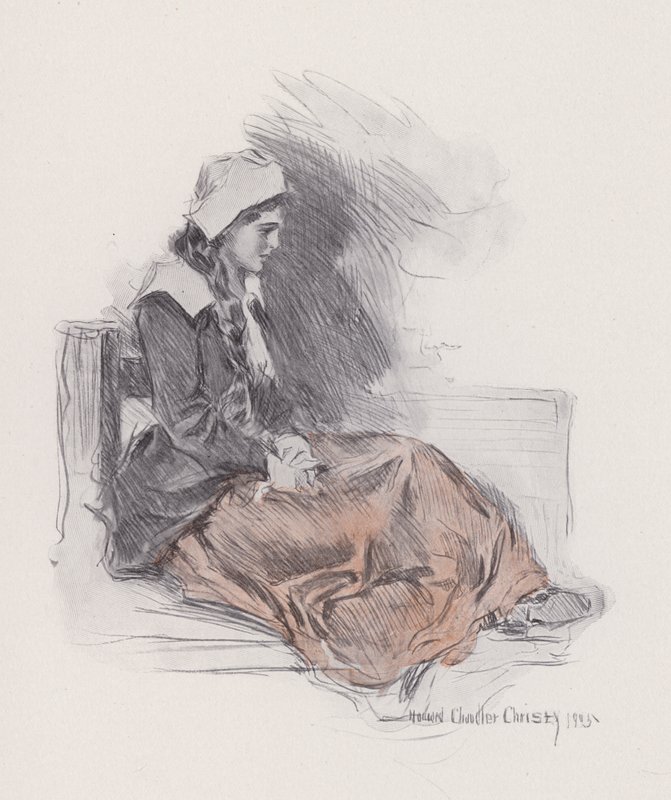 Henry Wadsworth Longfellow'un yazdığı Evangeline, A Tale of Arcadie için İllüstrasyon (taş taş) by Howard Chandler (after) Christy