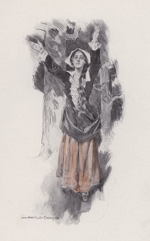 Henry Wadsworth Longfellow'un yazdığı Evangeline, A Tale of Arcadie için İllüstrasyon (taş taş) by Howard Chandler (after) Christy