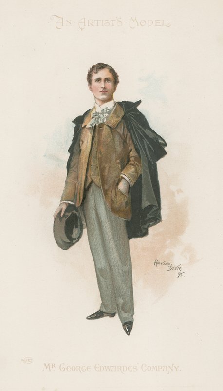 Bir erkeğin tam boy portresi (renkli taş baskı) by Howard Davie