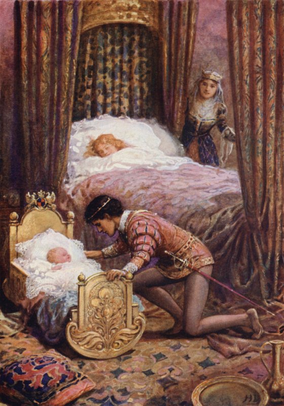 "Luciella"dan (renkli taş) "Küçük bebeği öpmek için eğildi" by Howard Davie