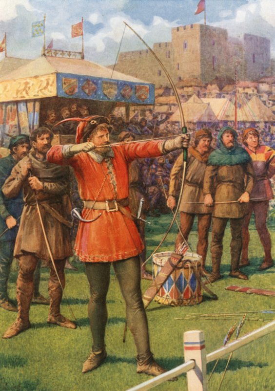 "Mayıs Günü Gösterilerinde Robin Hood" (renkli taş) by Howard Davie