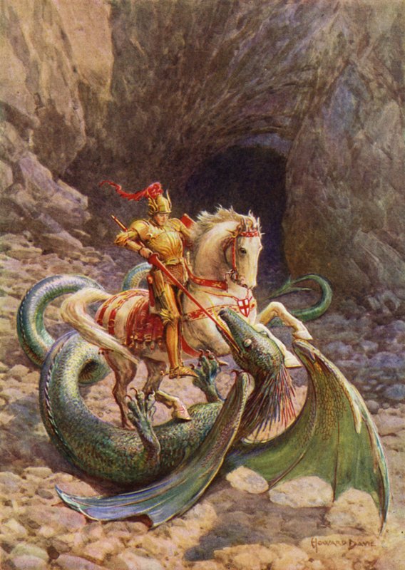 Aziz George ve Ejderha (renkli taş) by Howard Davie