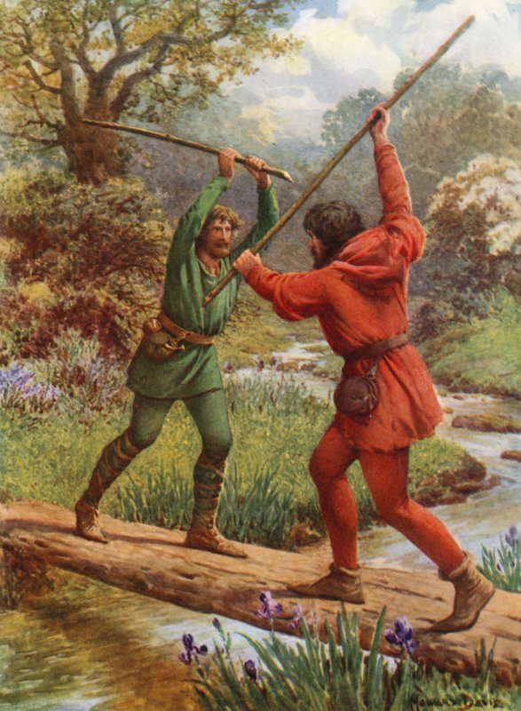 "Robin Hood ve Küçük John Arasındaki Dövüş" (renkli taş) by Howard Davie