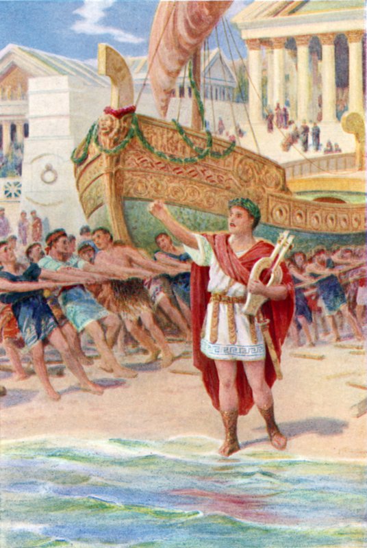 "Sonra Orpheus arpını aldı ve sihirli şarkısına başladı" (renkli taş) by Howard Davie