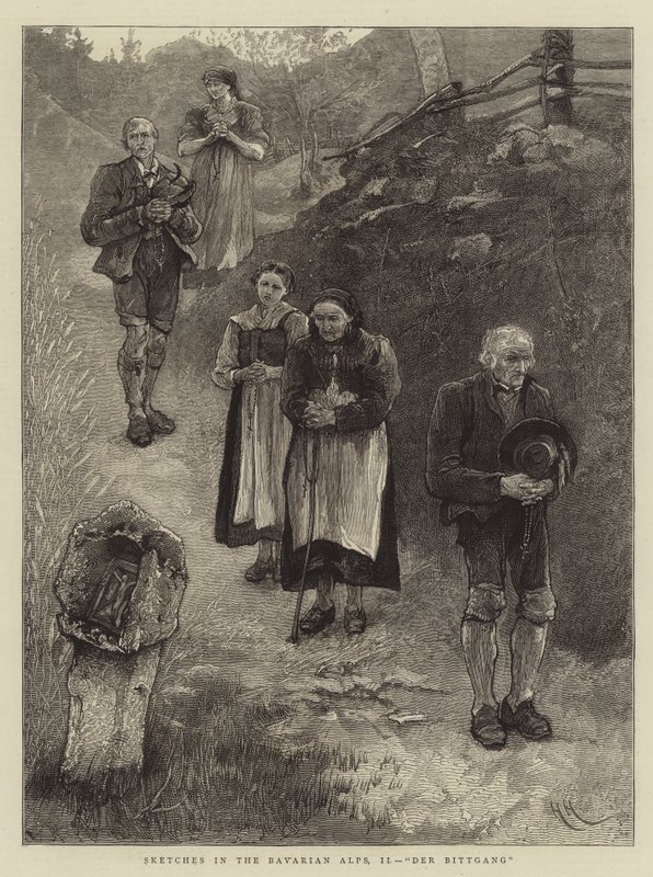 Bavyera Alplerinde Eskizler, II, Der Bittgang by Hubert von Herkomer