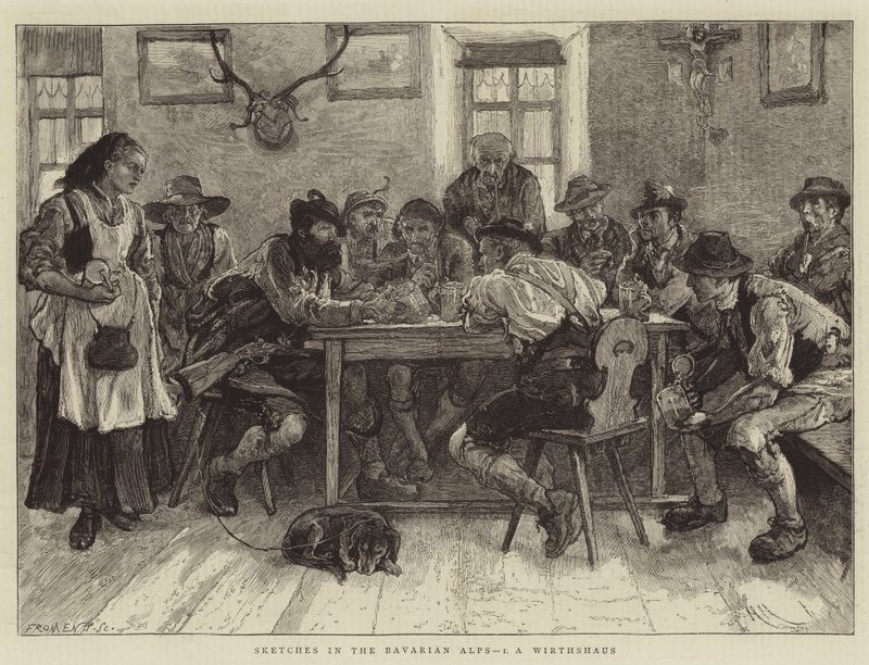 Bavyera Alpleri'nde Eskizler, Ben, Bir Wirthshaus by Hubert von Herkomer