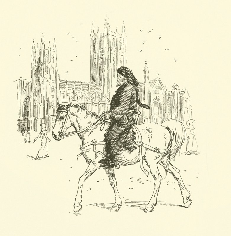 At sırtında Geoffrey Chaucer (taş) by Hugh Thomson
