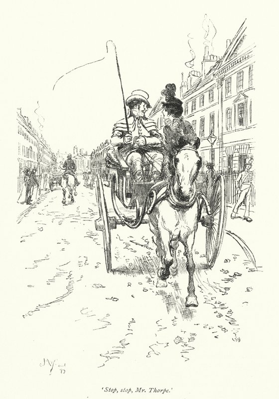 Northanger Manastırı için Jane Austen (lito) çizimi by Hugh Thomson
