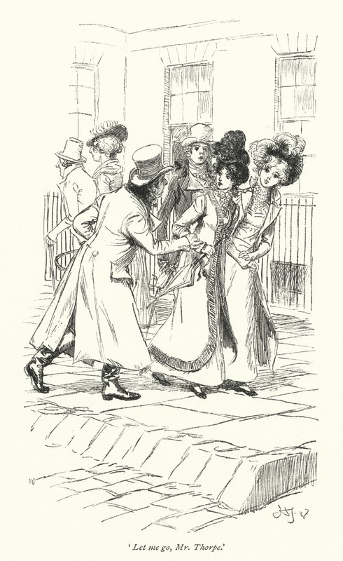 Northanger Manastırı için Jane Austen (lito) çizimi by Hugh Thomson