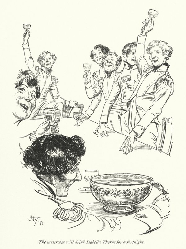 Northanger Manastırı için Jane Austen (lito) çizimi by Hugh Thomson