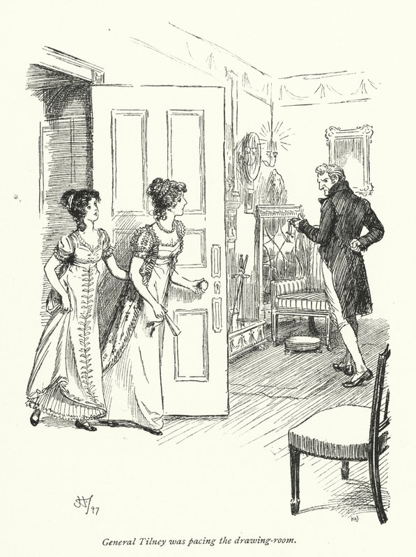 Northanger Manastırı için Jane Austen (lito) çizimi by Hugh Thomson