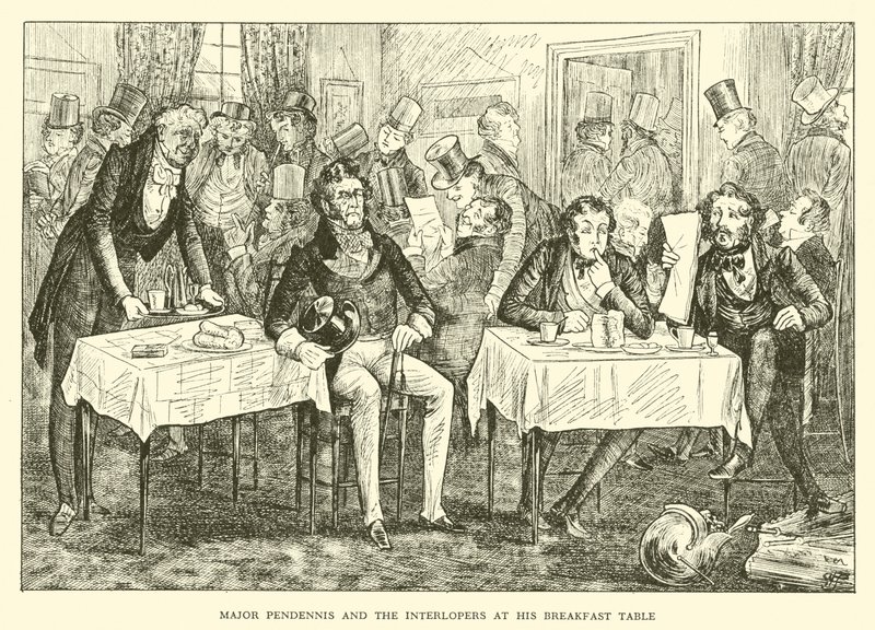 Binbaşı Pendennis ve Müstehcenler Kahvaltı Masasında (gravür) by Hugh Thomson