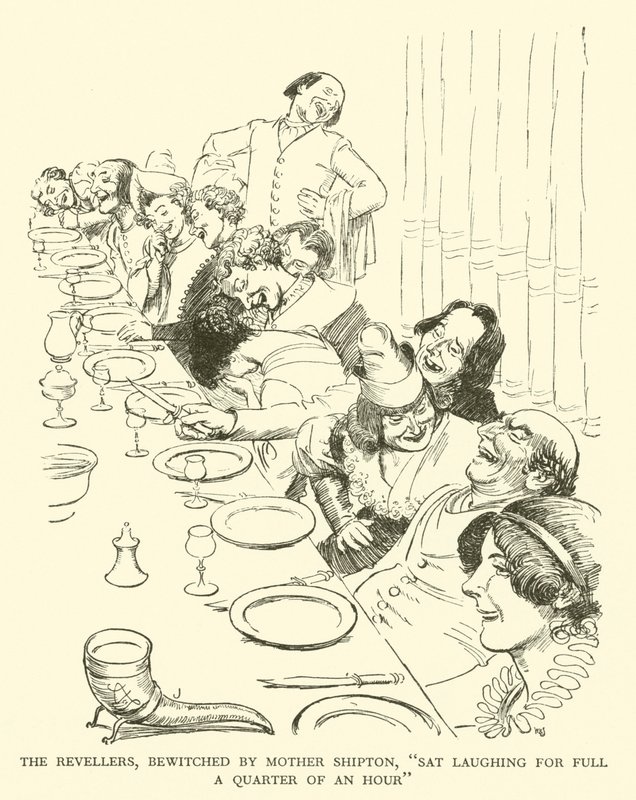 Shipton Ana Tarafından Büyülenen Asiler, "Bir Çeyrek Saat Dolu Oturmuş Gülerek" (gravür) by Hugh Thomson