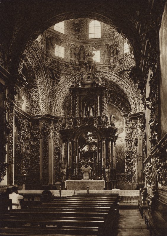 Meksika: Puebla, San Domingo Kilisesi Şapeli (b/w fotoğraf) by Hugo Brehme