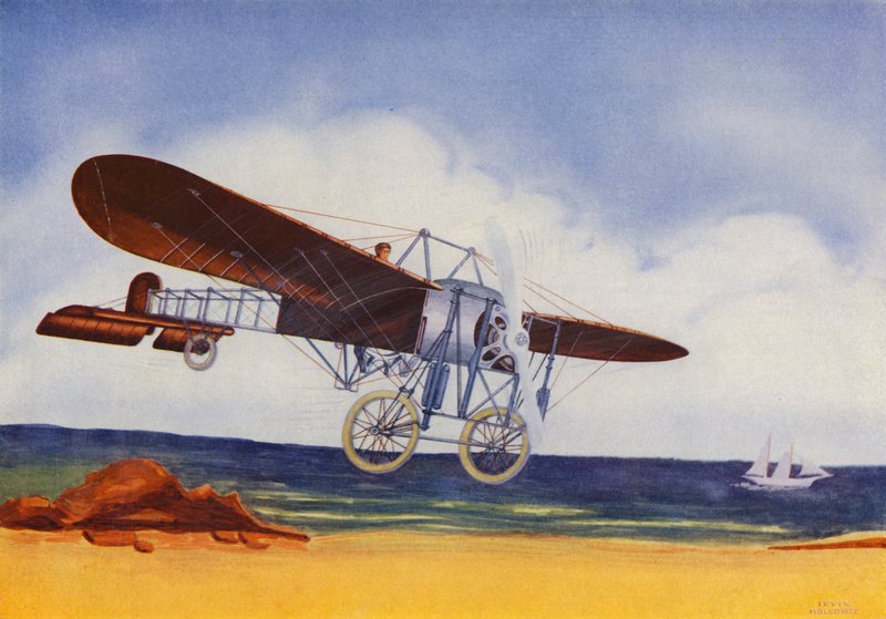 Bleriot Monoplane (renkli litografi) by Irvin L. Holcombe