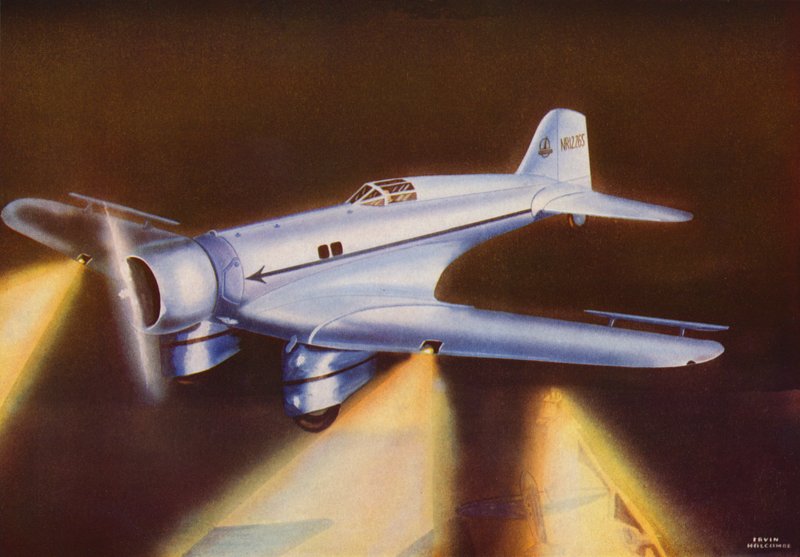 Northrop Gamma (renkli lito) by Irvin L. Holcombe