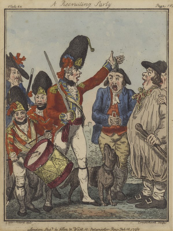 İşe Alım Partisi, 1797 (renkli gravür) by Isaac Robert Cruikshank