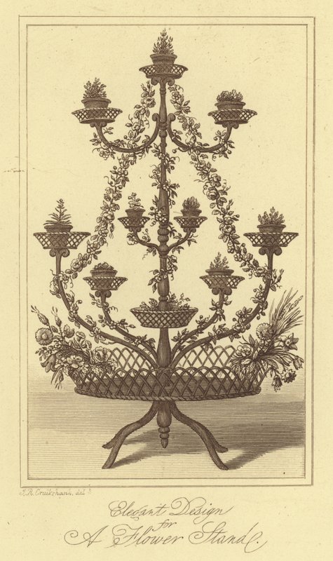 Bir Çiçek Standı için Zarif Tasarım (gravür) by Isaac (after) Cruikshank