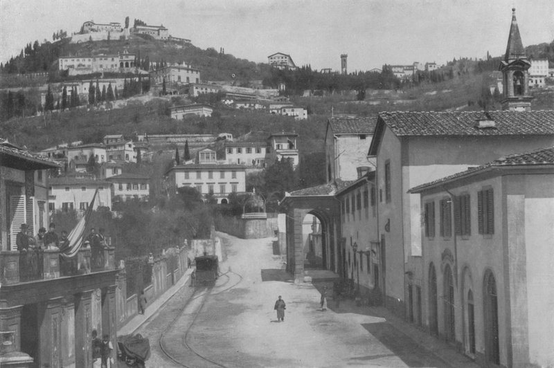 Floransa, Çevre, San Domenico ve Fiesole Panoraması (s / b fotoğraf) by Italian Photographer
