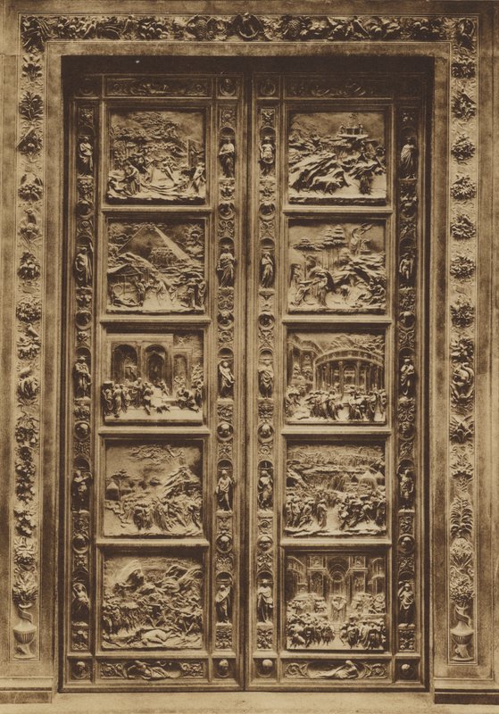 Firenze / Floransa: Vaftizhane, Ana Kapı, Lorenzo Ghiberti (s / b fotoğraf) by Italian Photographer
