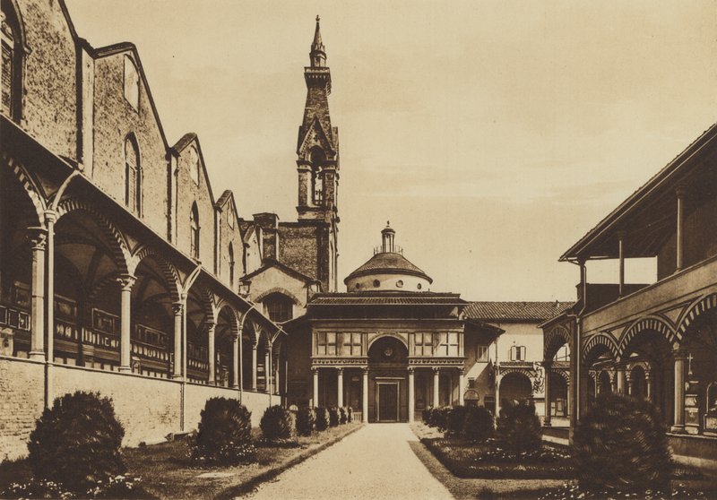 Firenze / Floransa: S Croce Kilisesi, Manastır (s / b fotoğraf) by Italian Photographer