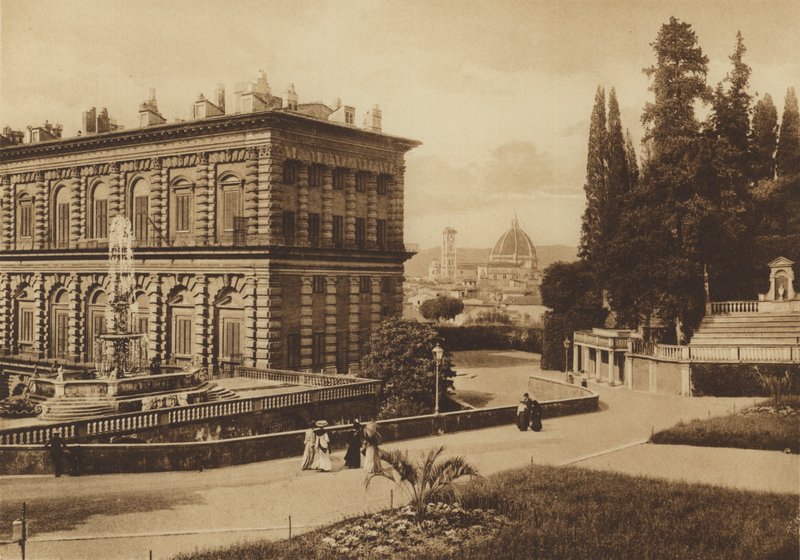 Firenze / Floransa: Palazzo Pitti, Arka (s / b fotoğraf) by Italian Photographer