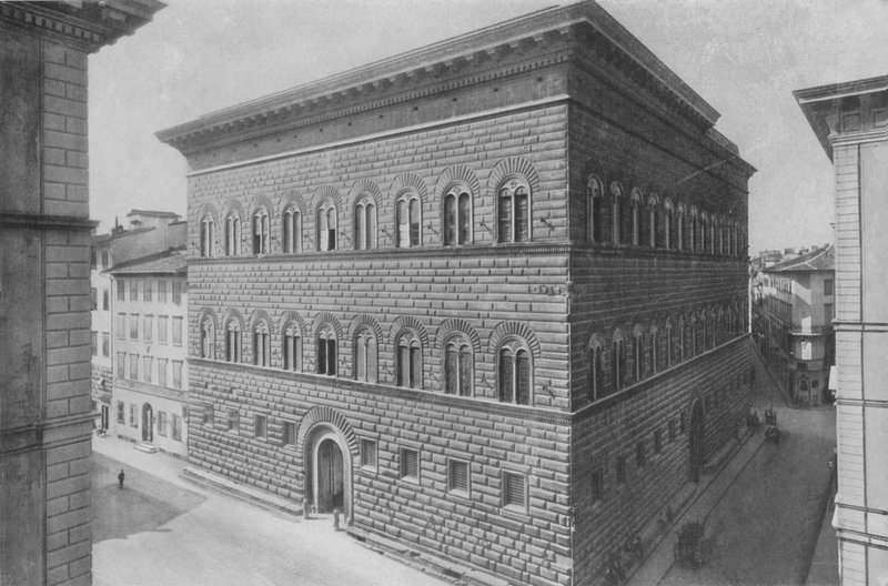 Floransa, Palazzo Strozzi (s / b fotoğraf) by Italian Photographer