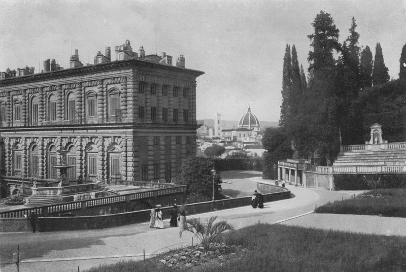 Floransa, Ve Palazzo Pitti, Katedral manzaralı arka kısım (s / b fotoğraf) by Italian Photographer