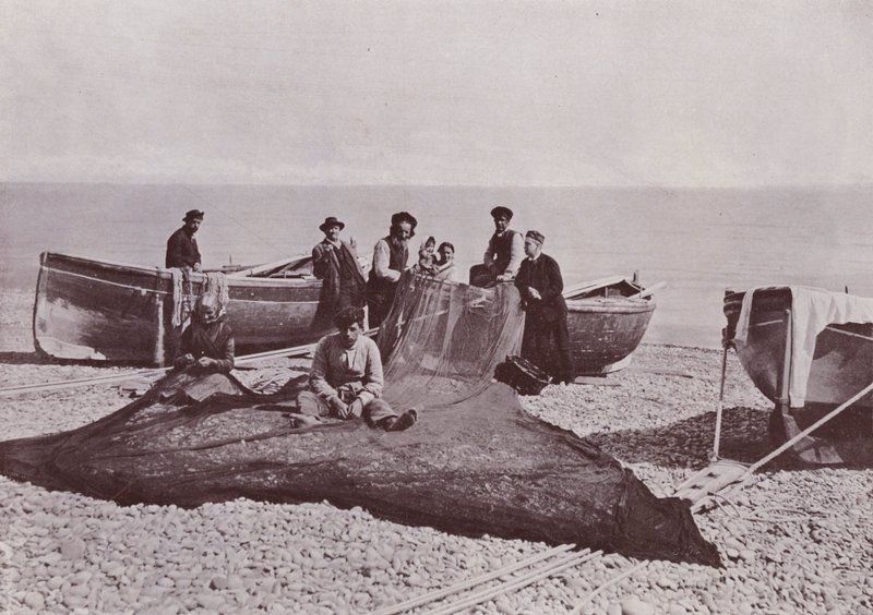 İtalya: Bordighera, çalışan balıkçılar (s/b fotoğraf) by Italian Photographer