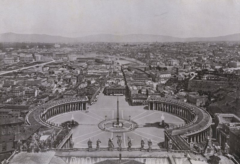 İtalya: Roma, Aziz Petrus kubbesinden alınan panorama (s/b fotoğraf) by Italian Photographer
