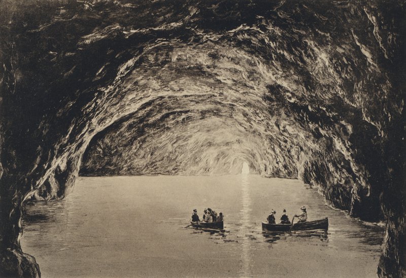 Napoli: Capri, Grotta Azzurra (s / b fotoğraf) by Italian Photographer