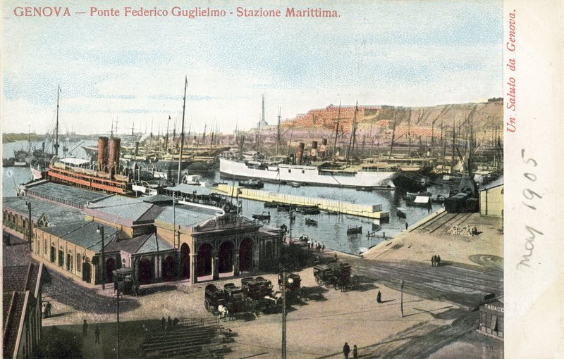Ponte Federico Guglielmo ve feribot terminali, Cenova by Italian Photographer