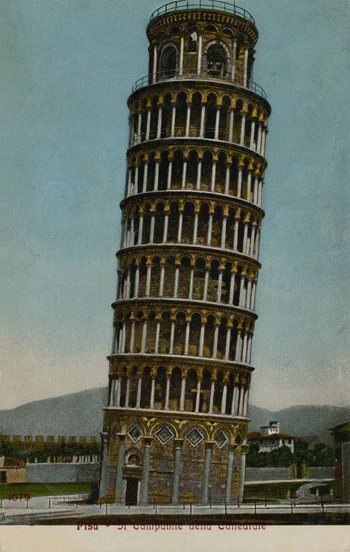Eğik Pisa kulesi. 1913 yılında gönderilen kartpostal. by Italian Photographer