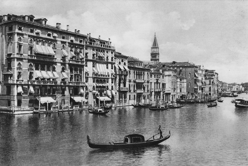 Venedik, Büyük Kanal ve Oteller (s/b fotoğraf) by Italian Photographer