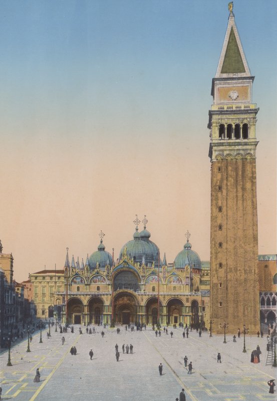 Venedik, San Marco Kilisesi ve Campanile (renkli fotoğraf) by Italian Photographer